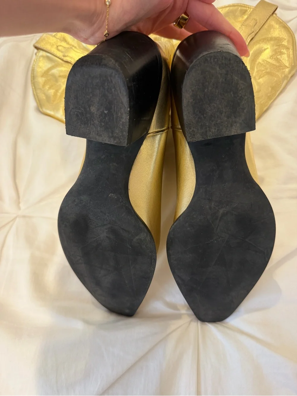 Jeffrey Campbell Dagget Gold Leather Cowboy Boots - Picture 4 of 8